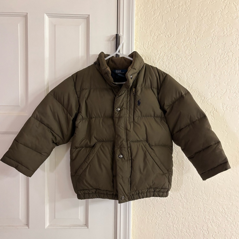 POLO RALPH LAUREN Children's Down Coat Olive Green Size 5